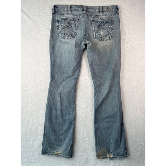 Silver Jeans Lola 17" Women 33x33 Wide Leg Destroyed Embroidered Pockets - Picture 10 of 10